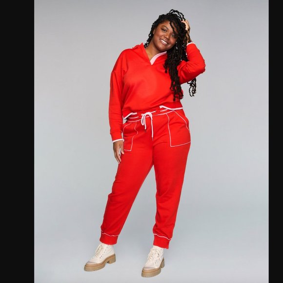 Wknd Nation Homeworksocial Red/Pink Cropped Pullover & Joggers - Size L - Picture 1 of 11